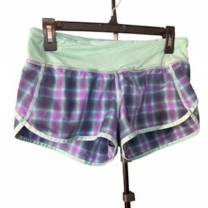 lululemon athletica Purple and Green Plaid Athletic Shorts